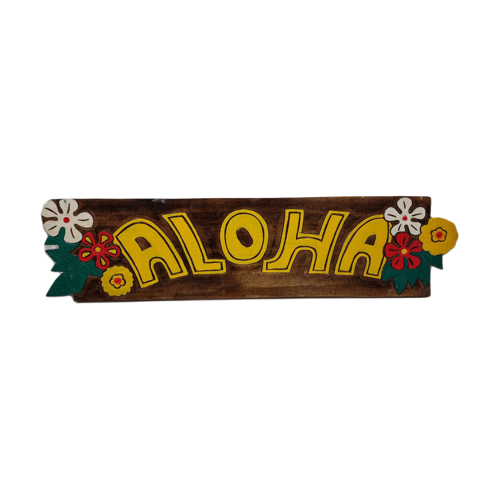 Aloha flowers - wooden bar sign - 100 cm