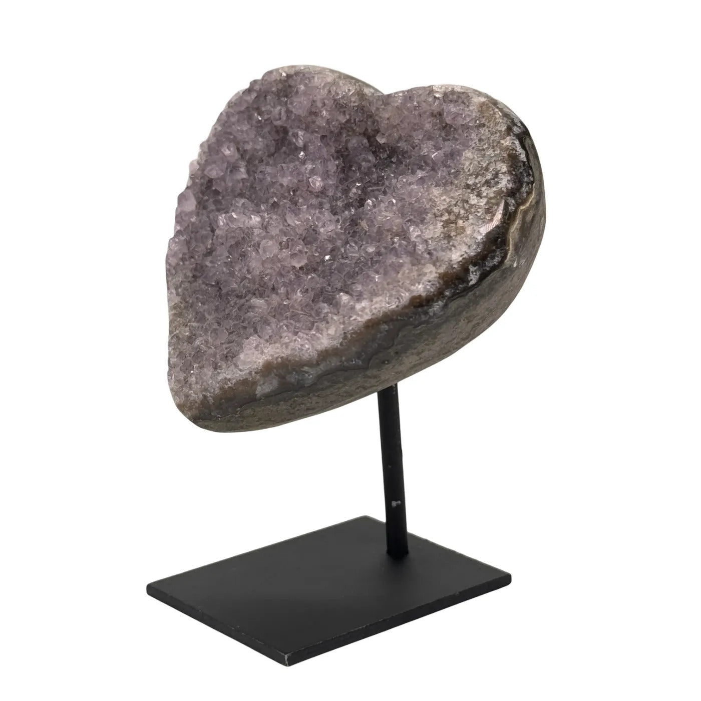 Agate amethyst small heart on stand #7