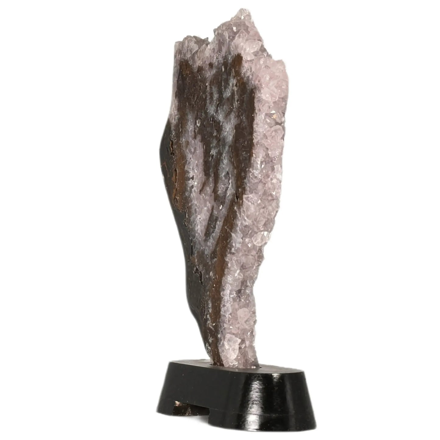 Agate polished - amethyst crystal - wooden base - 25 cm