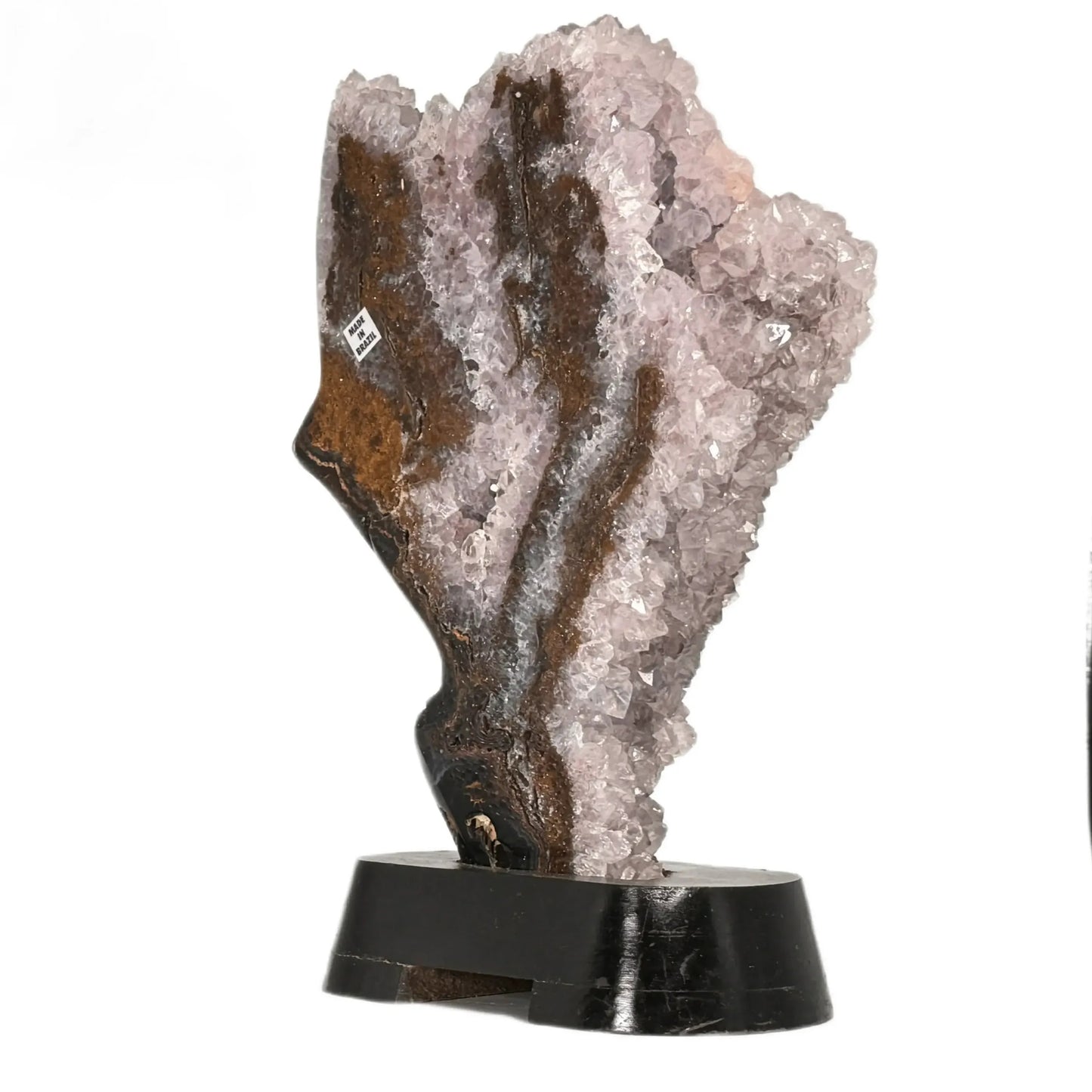 Agate polished - amethyst crystal - wooden base - 24