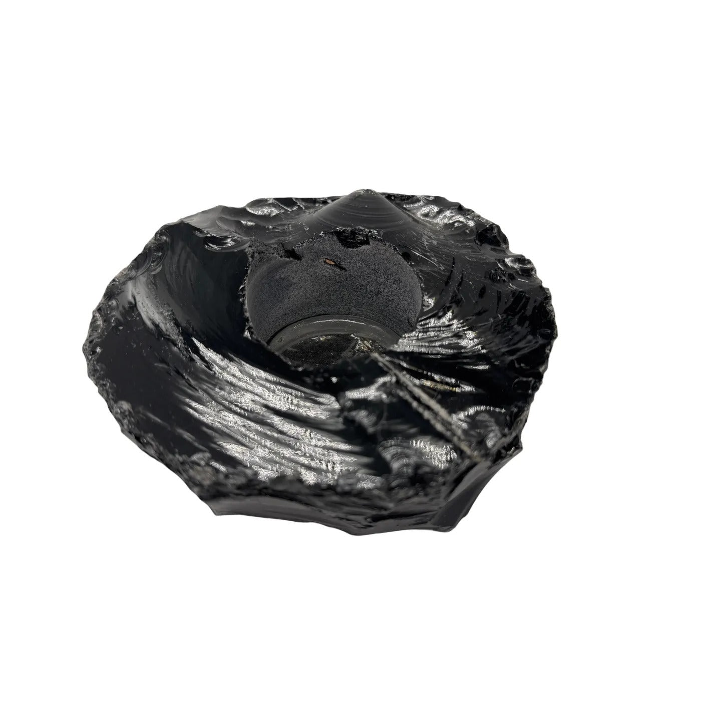 Zwarte obsidiaan theelicht ruw #1