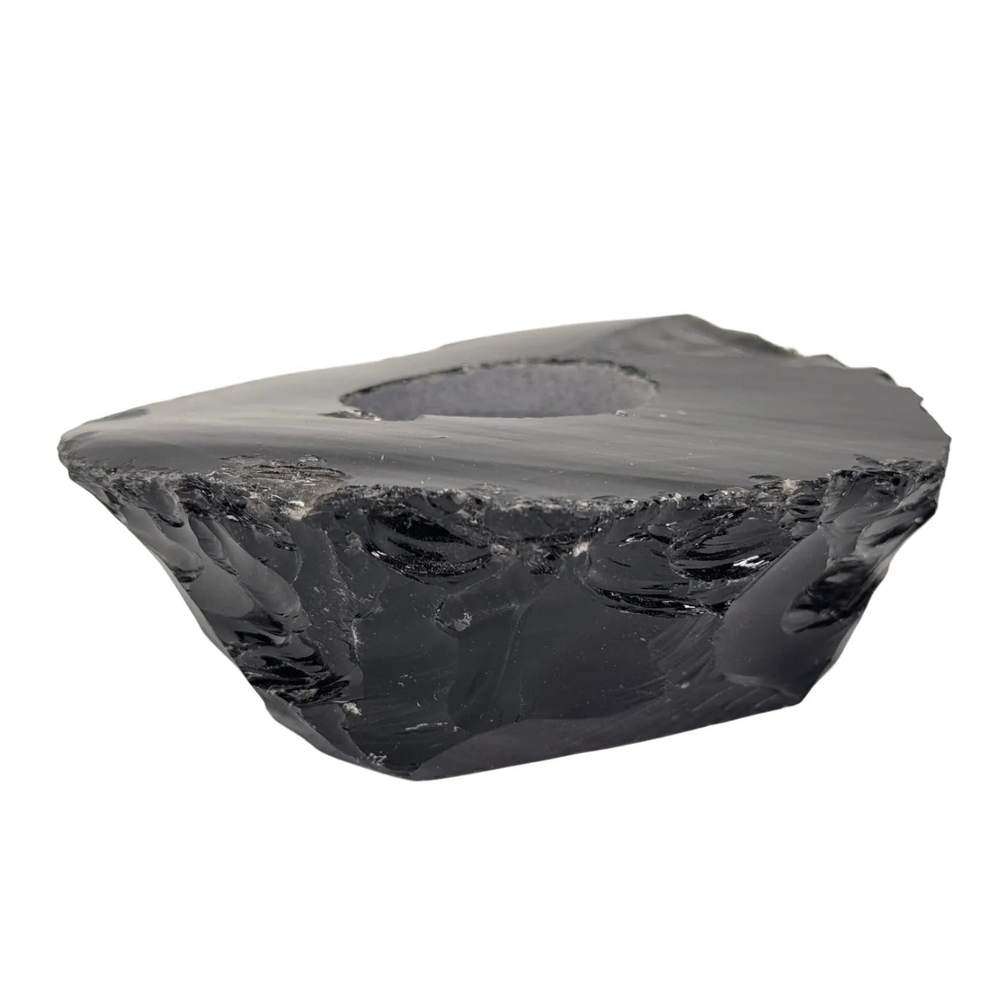 Zwarte obsidiaan theelicht ruw #2