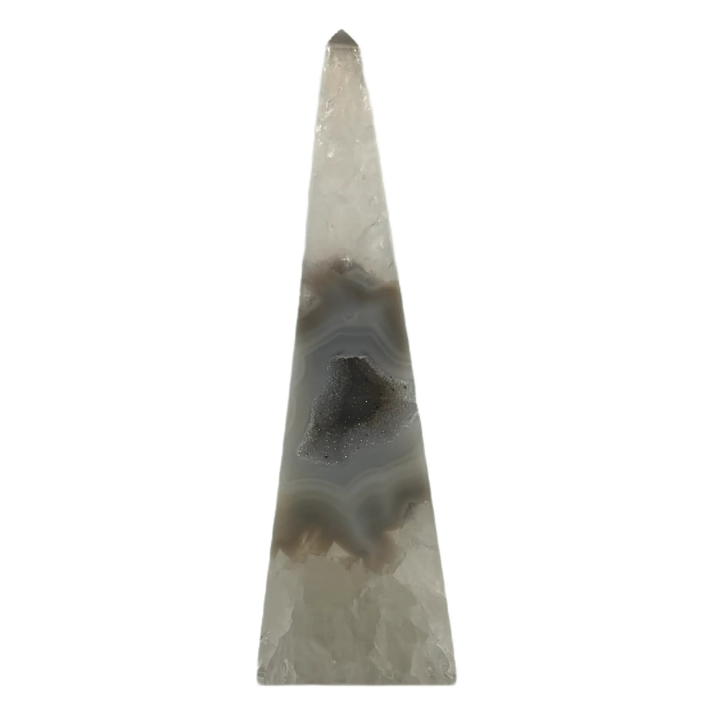 Agaat obelisk met druzy #1