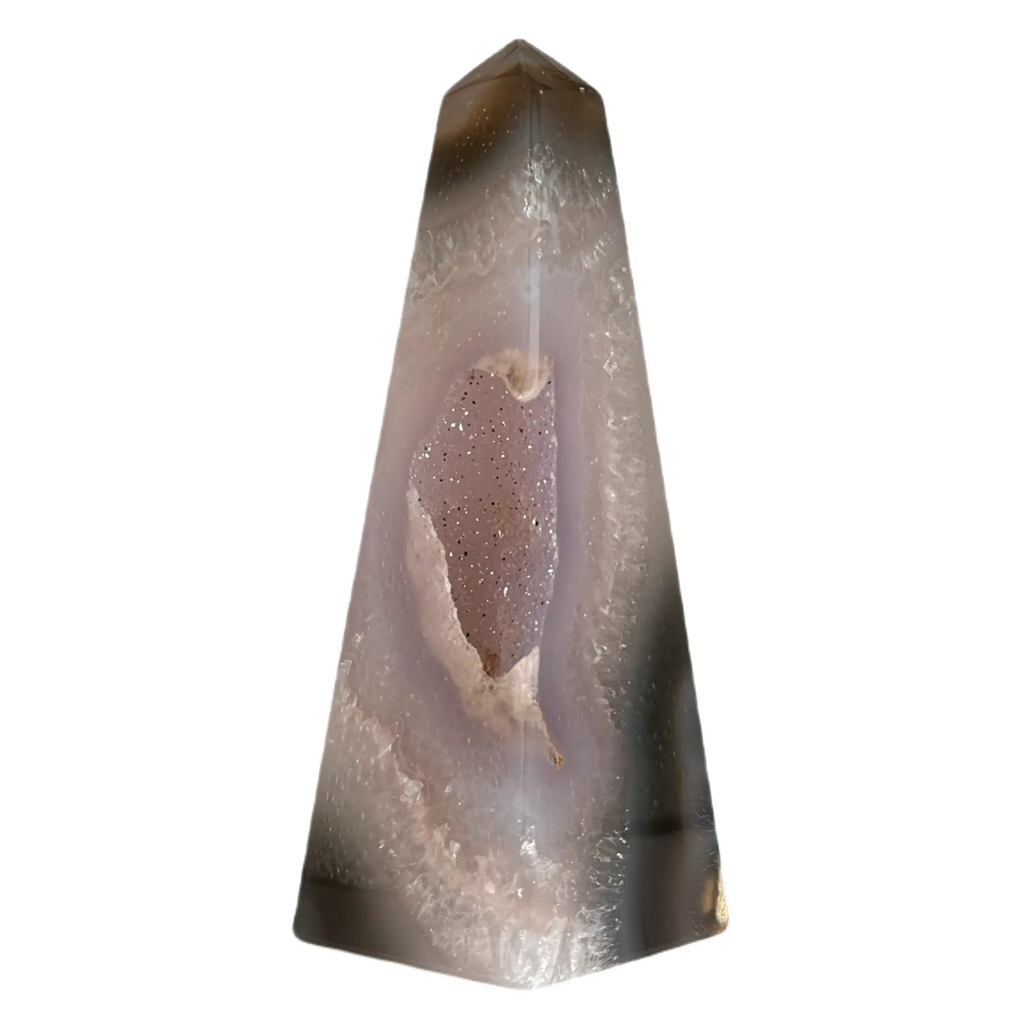 Agate obelisk with druzy #2