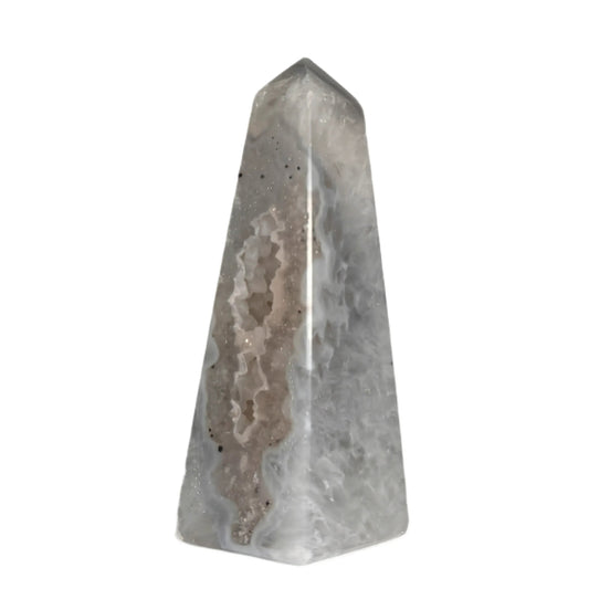Agaat obelisk met druzy #4