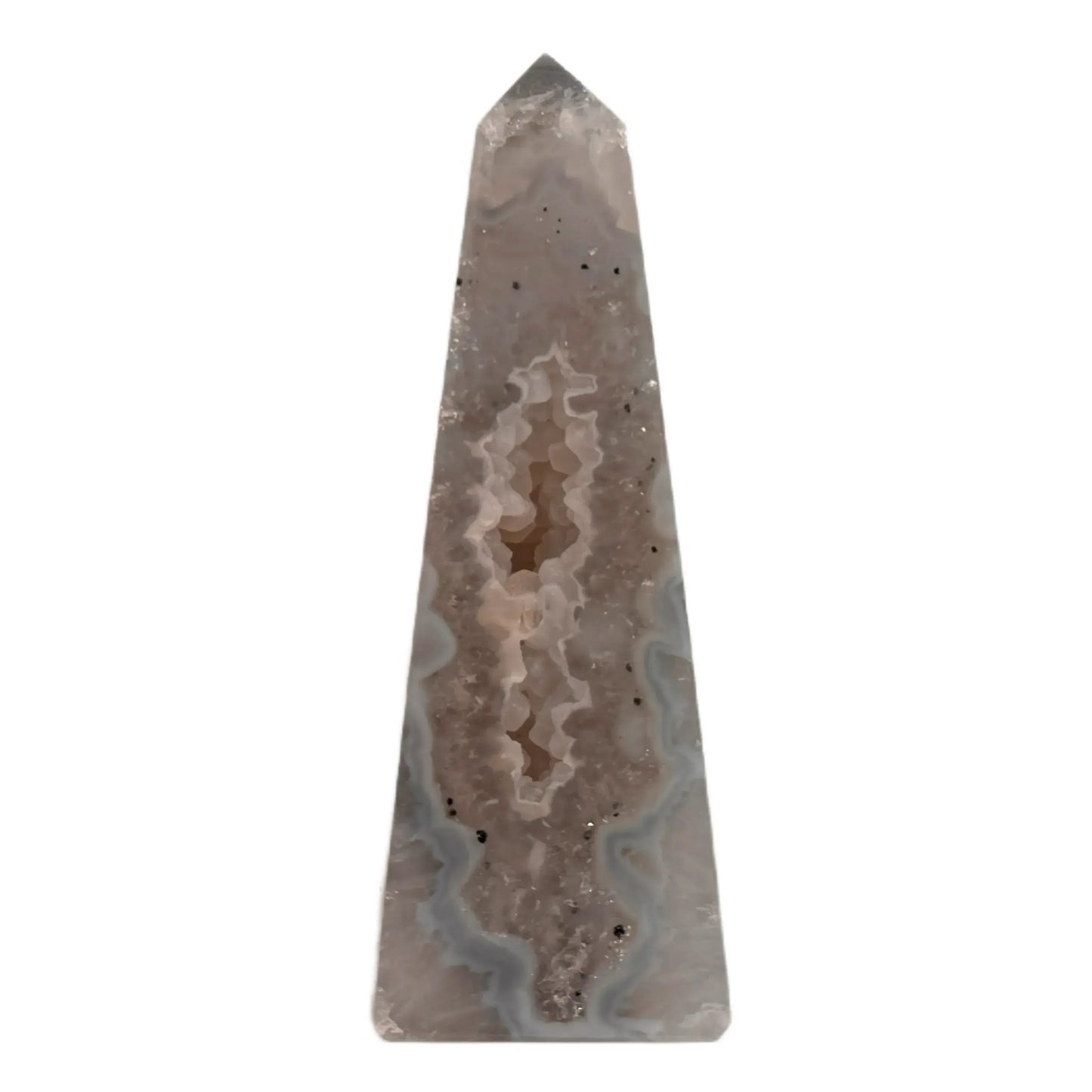 Obélisque d'agate avec druzy #4