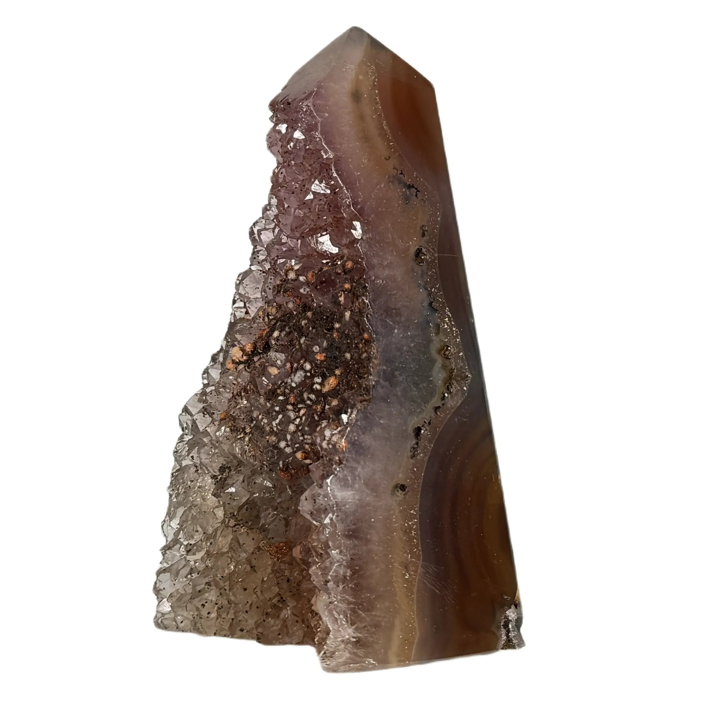 Agate obelisk with druzy #7
