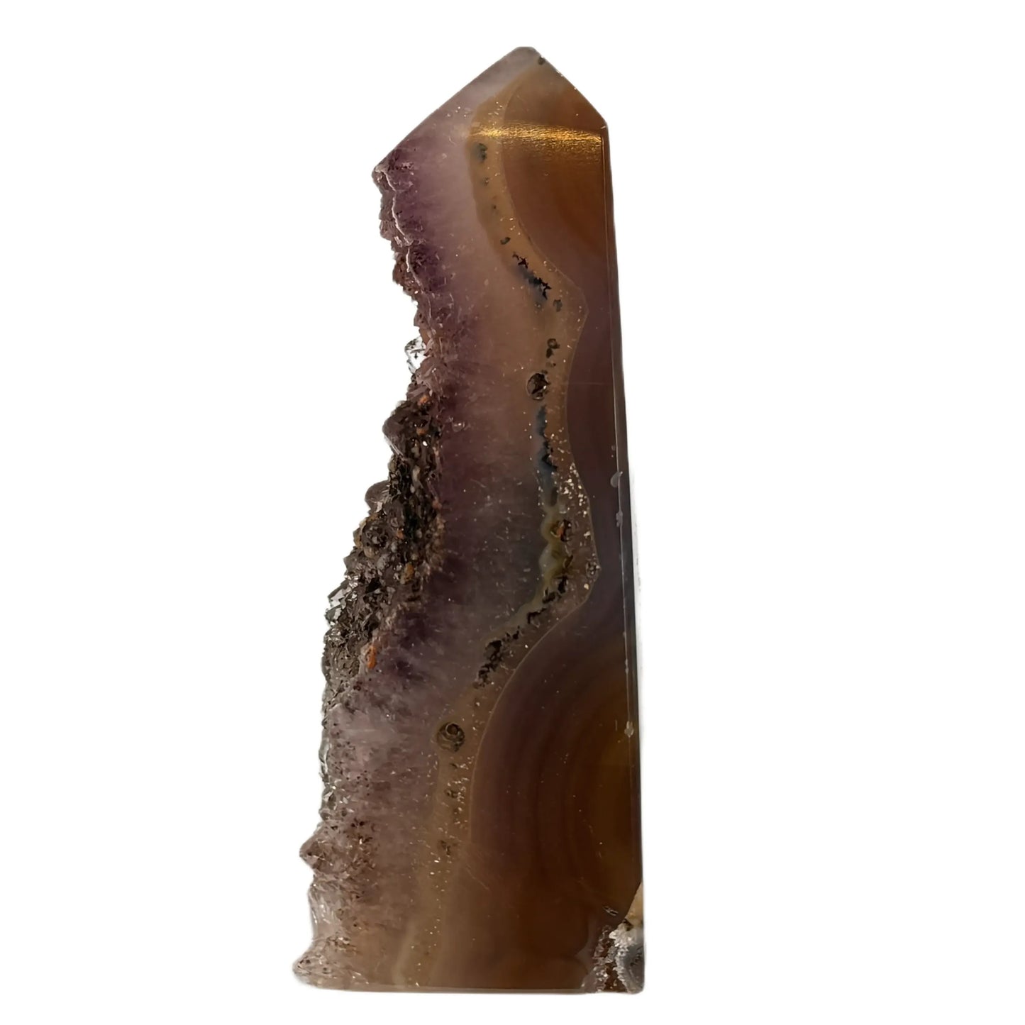 Agate obelisk with druzy #7