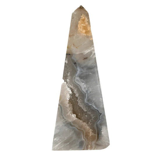 Agaat obelisk met druzy #8