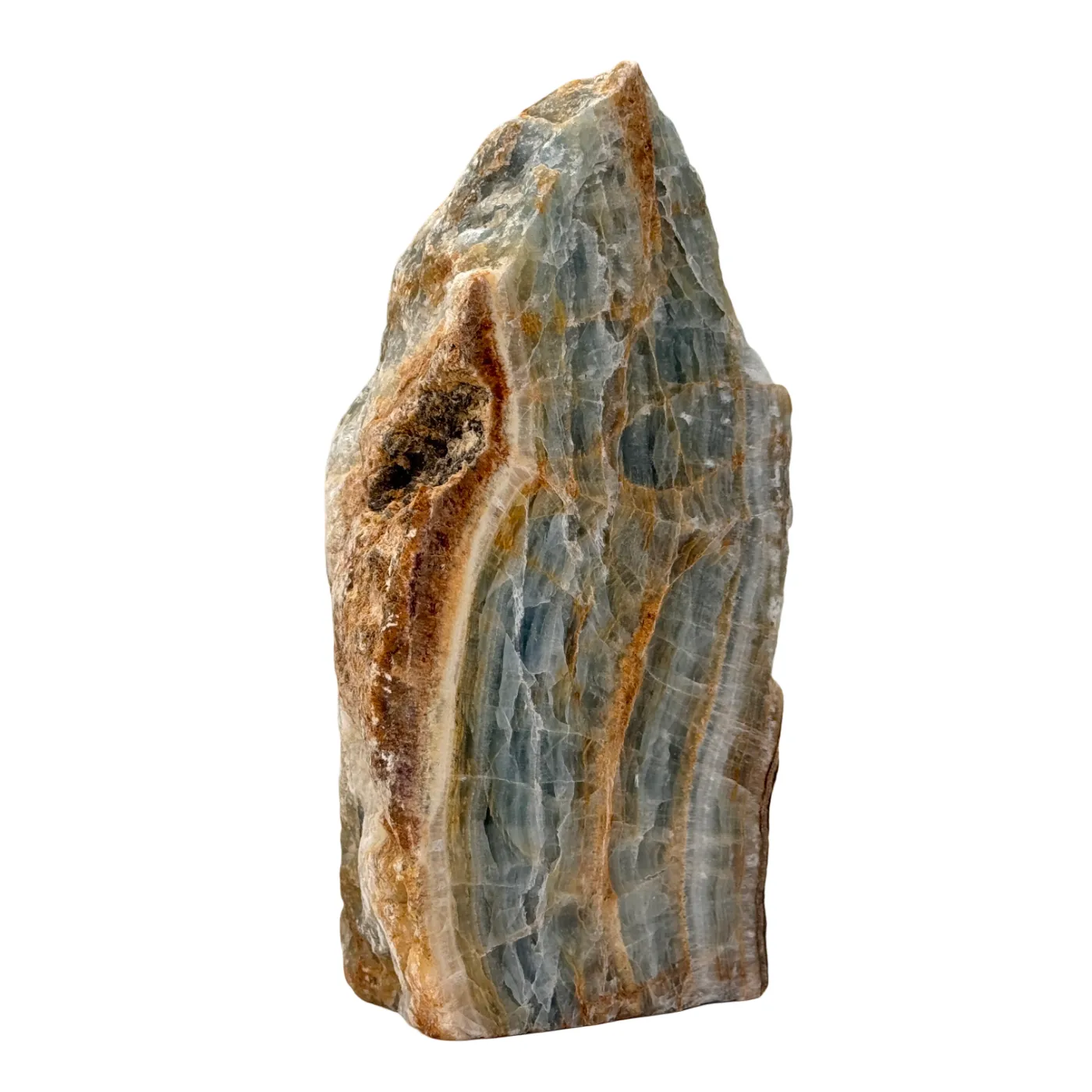 Onyx bleu - brut - semi-poli - base taillée - #1