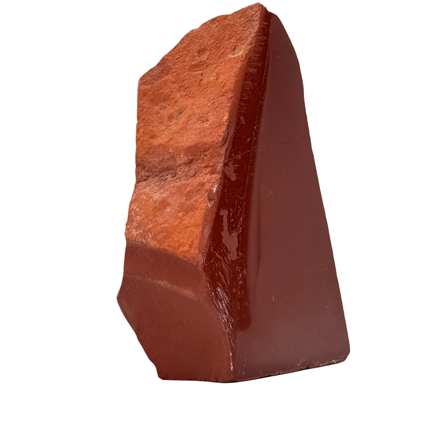 base taillée en jaspe rouge - polie - brute - #2