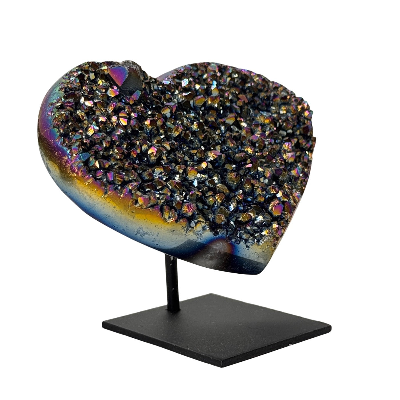 Coeur arc-en-ciel en titane sur support #1