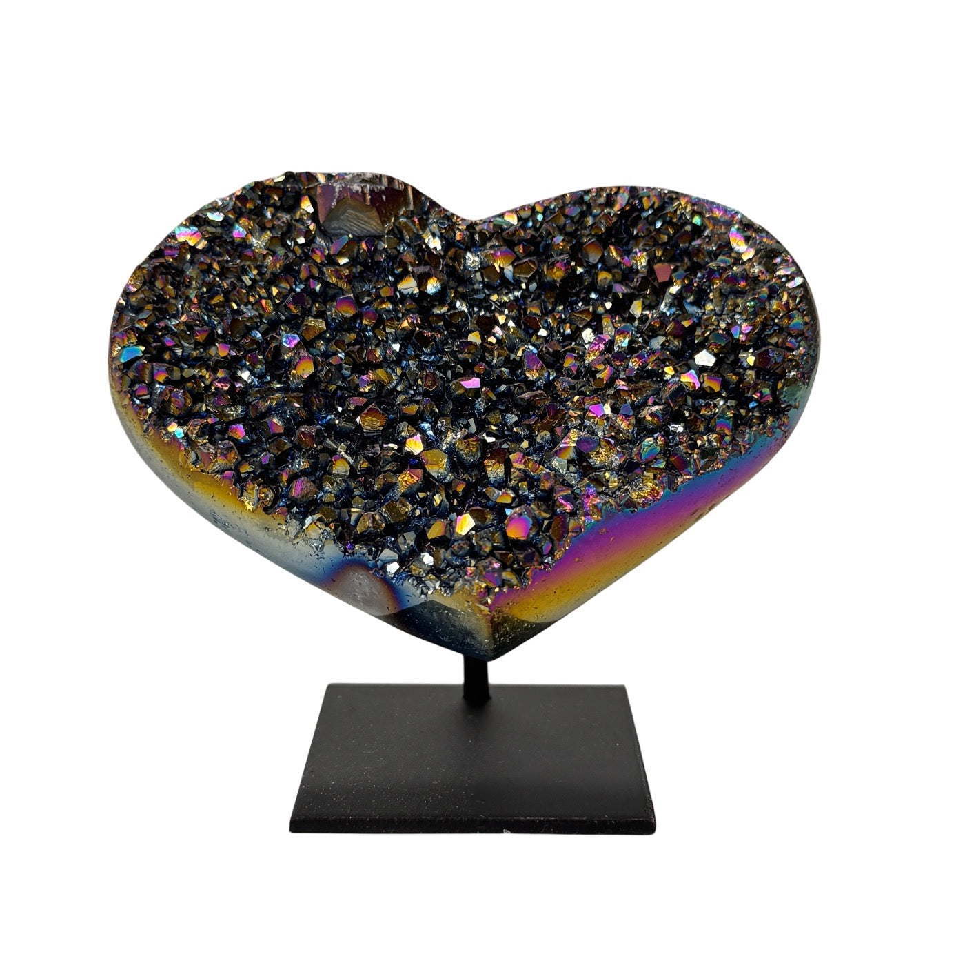 Coeur arc-en-ciel en titane sur support #1