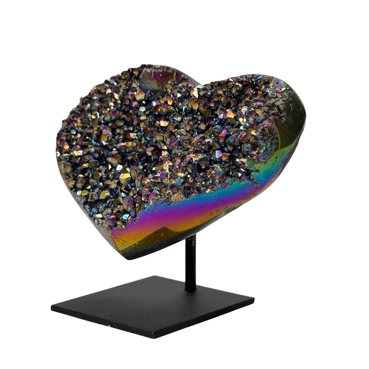 Coeur arc-en-ciel en titane sur support #1