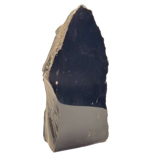 Zwarte obsidiaan - ruw - half gepolijst - cut base - #5