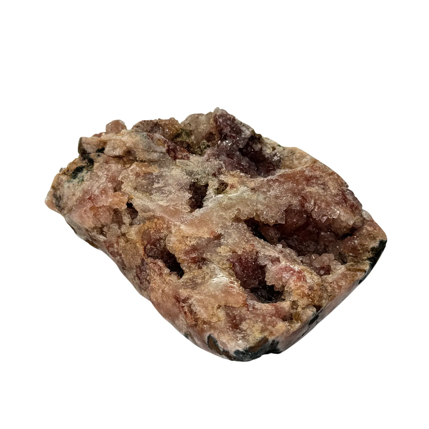 Améthyste rose avec druzy - polie en grappe - #1