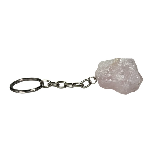 Rozenkwarts edelsteen sleutelhanger