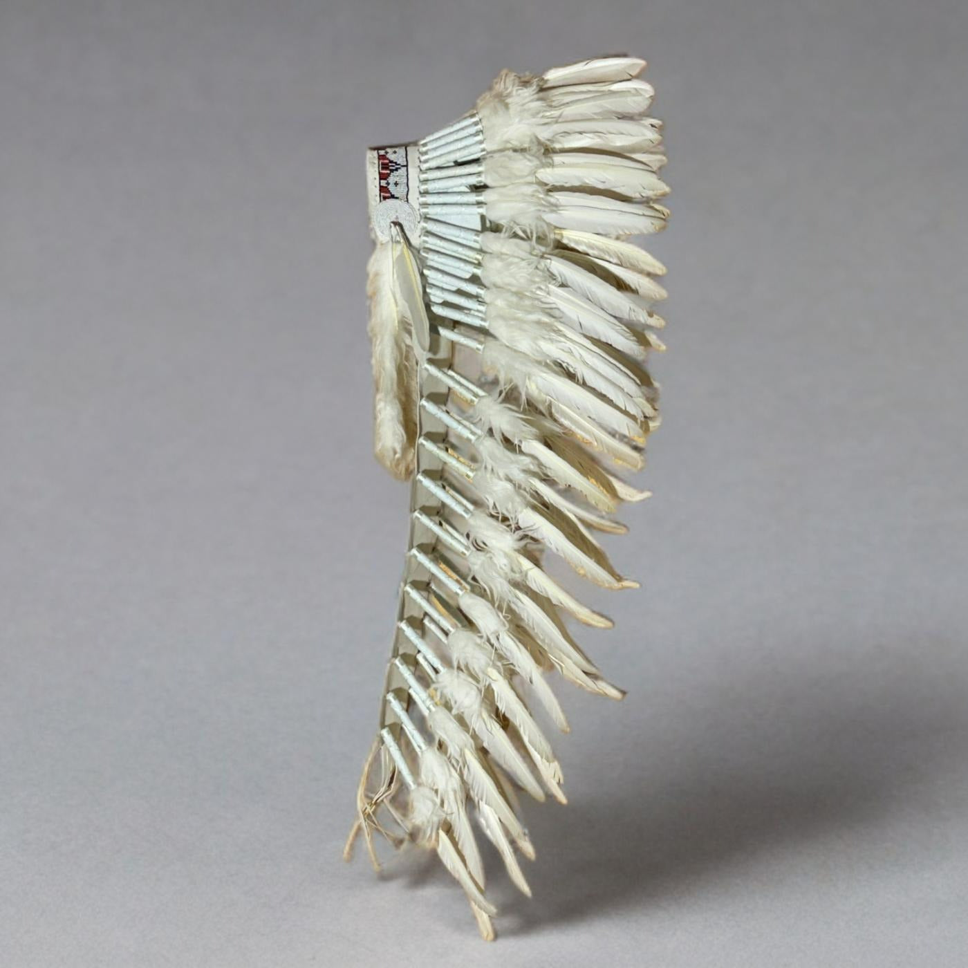 Coiffe indienne longue - blanche avec perles colorées