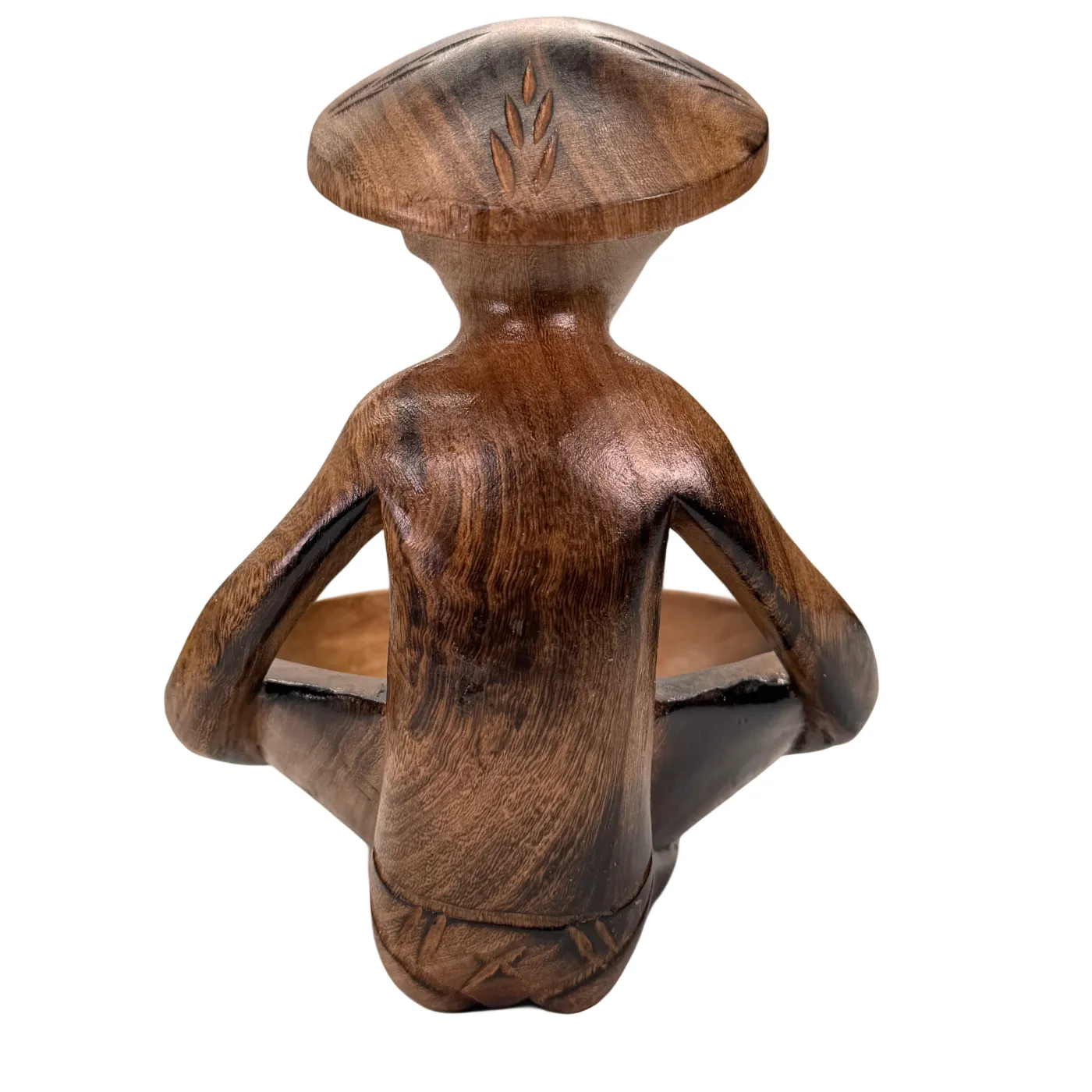 Asbak met visserman - handgemaakte houten beeld