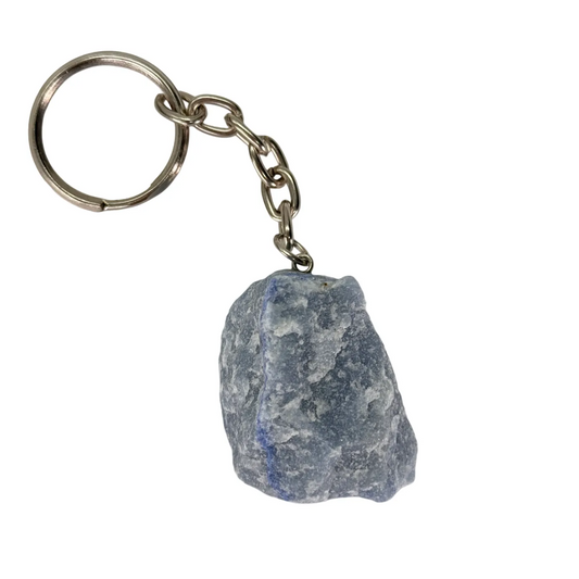 Blauwe kwarts edelsteen sleutelhanger