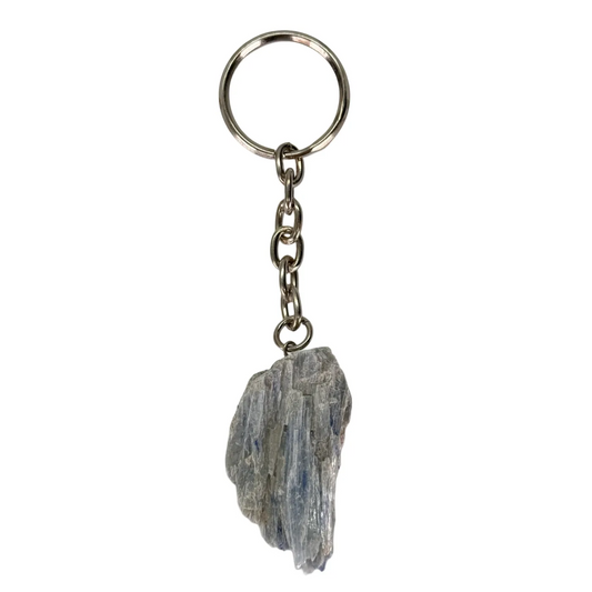Blauwe kyaniet edelsteen sleutelhanger