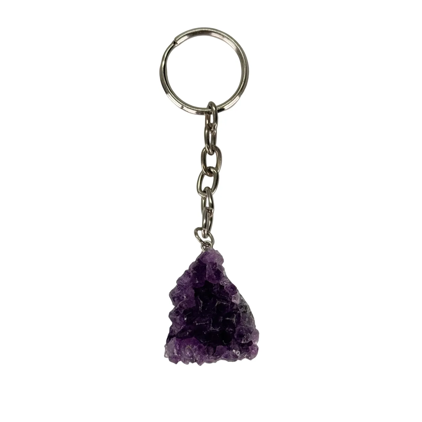 Amethist druzy edelsteen sleutelhanger