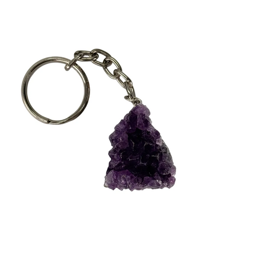 Amethist druzy edelsteen sleutelhanger