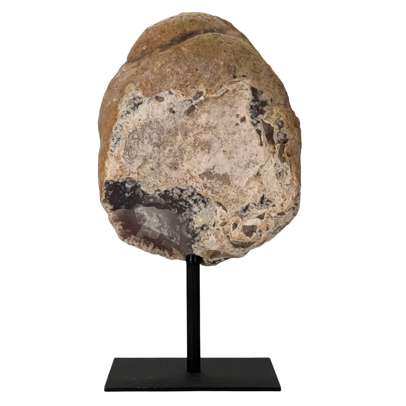 Agaat Geode op Zwarte Metalen Standaard – 18 cm #4