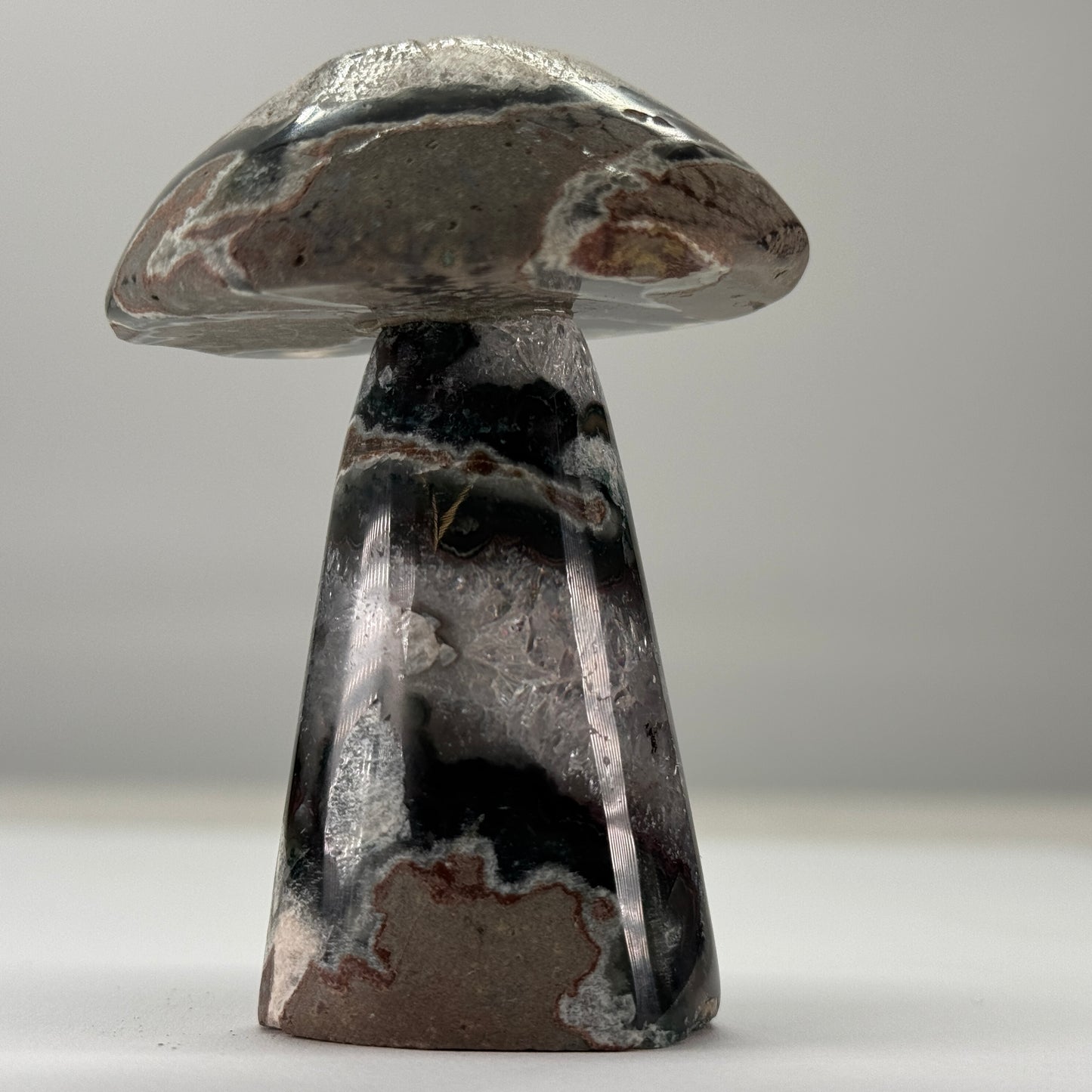 Mosagaat Paddenstoel met Calciet – 7,5 cm
