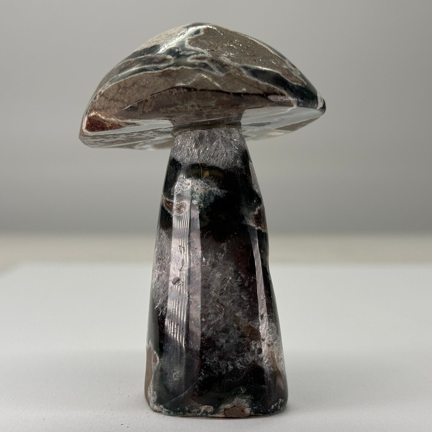 Mosagaat Paddenstoel met Calciet – 7,5 cm