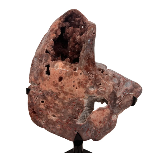 Roze Amethist Decoratiesteen op Metalen Standaard – Uniek Stuk #2