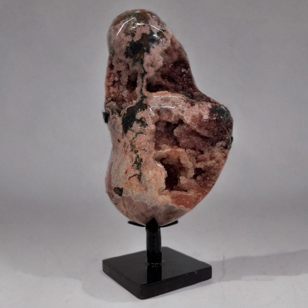 Prachtig roze amethist op metalen standaard #10