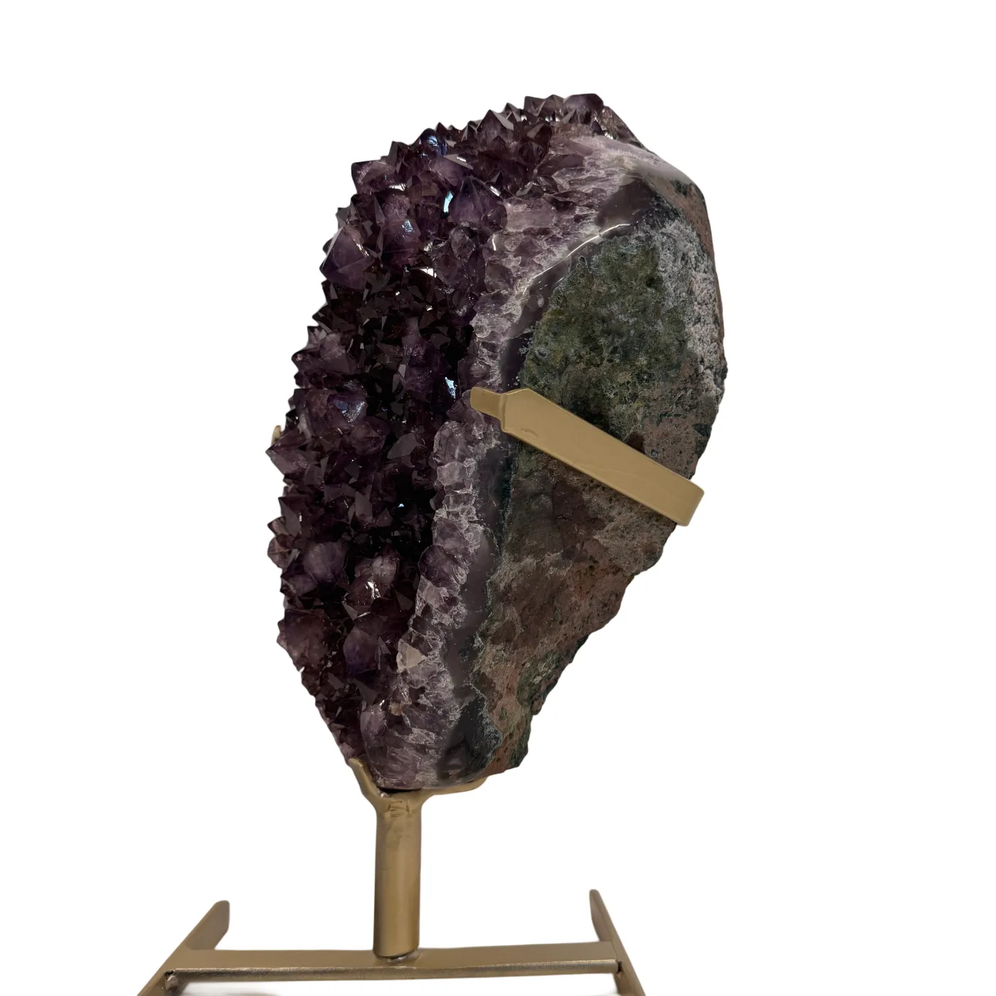 Grote Paarse Amethist op Gouden Metalen Standaard 17,6 kg – Brazilië