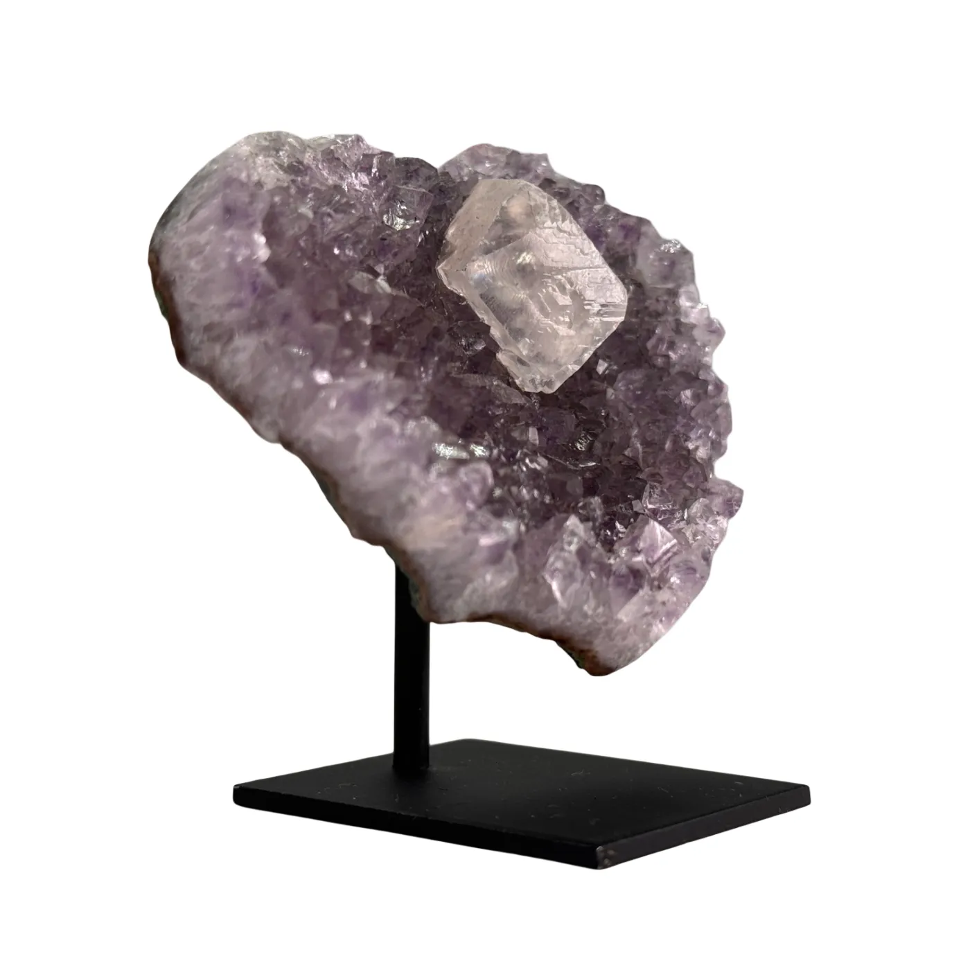 Amethist met Calciet – Gepolijst Hart (7 × 4 × 7 cm)