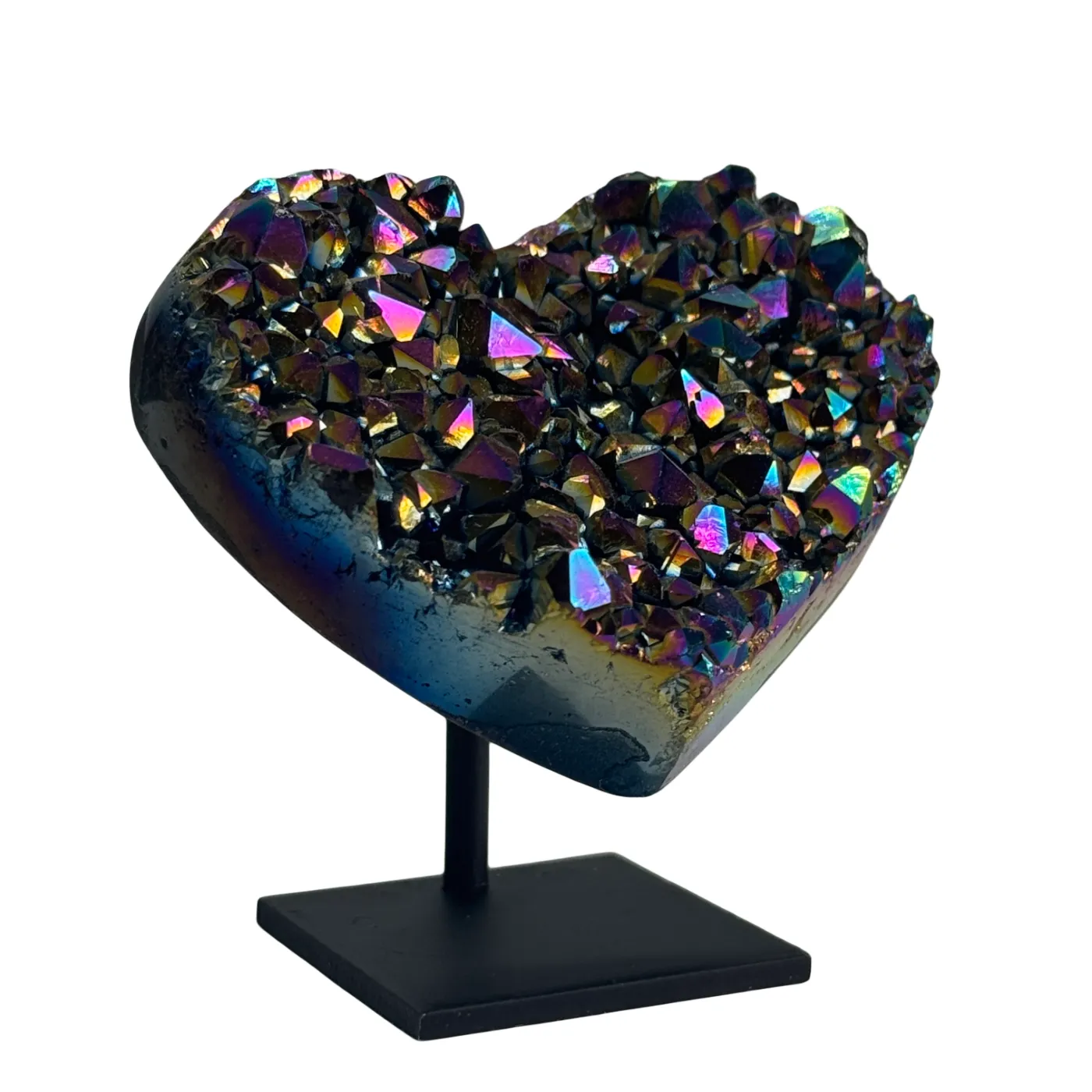 Titanium rainbow hart mini op standaard