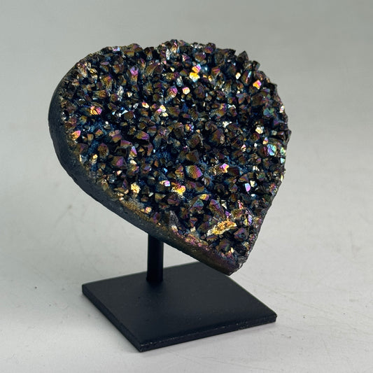 Titanium rainbow hart mini op standaard