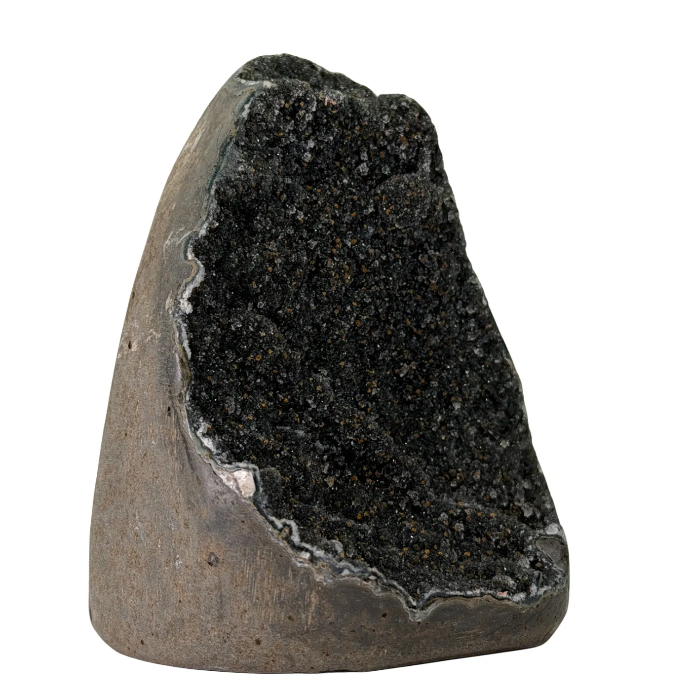 Zwarte amethist cut base met mosagaat – Brazilië