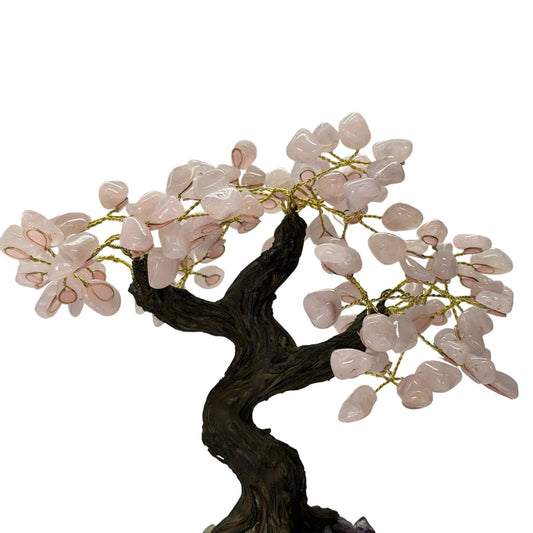 Rozenkwarts Boom op Amethist Cluster – 24 Takken