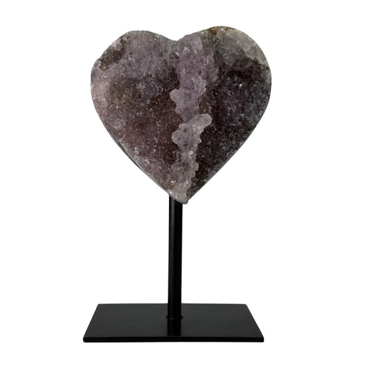 Druzy Amethist Calciet Flower Hart op Standaard - 13 cm