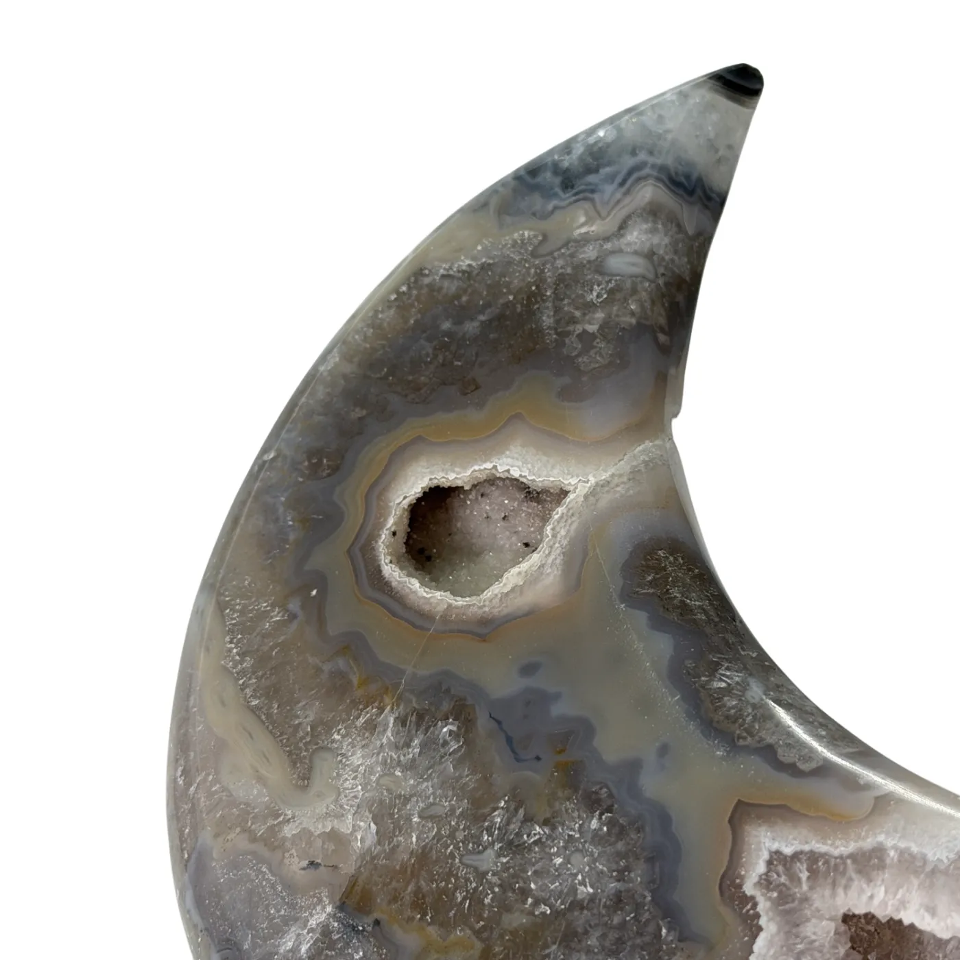 Agaat maan – gepolijst op standaard 17 cm