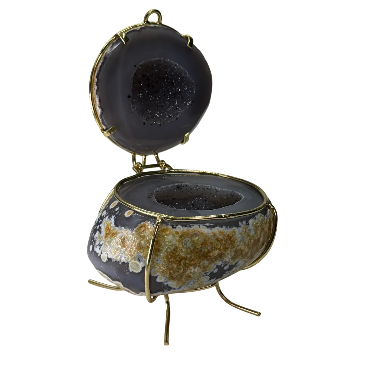 Agaat juwelenbox – natuurlijke geode uit één steen