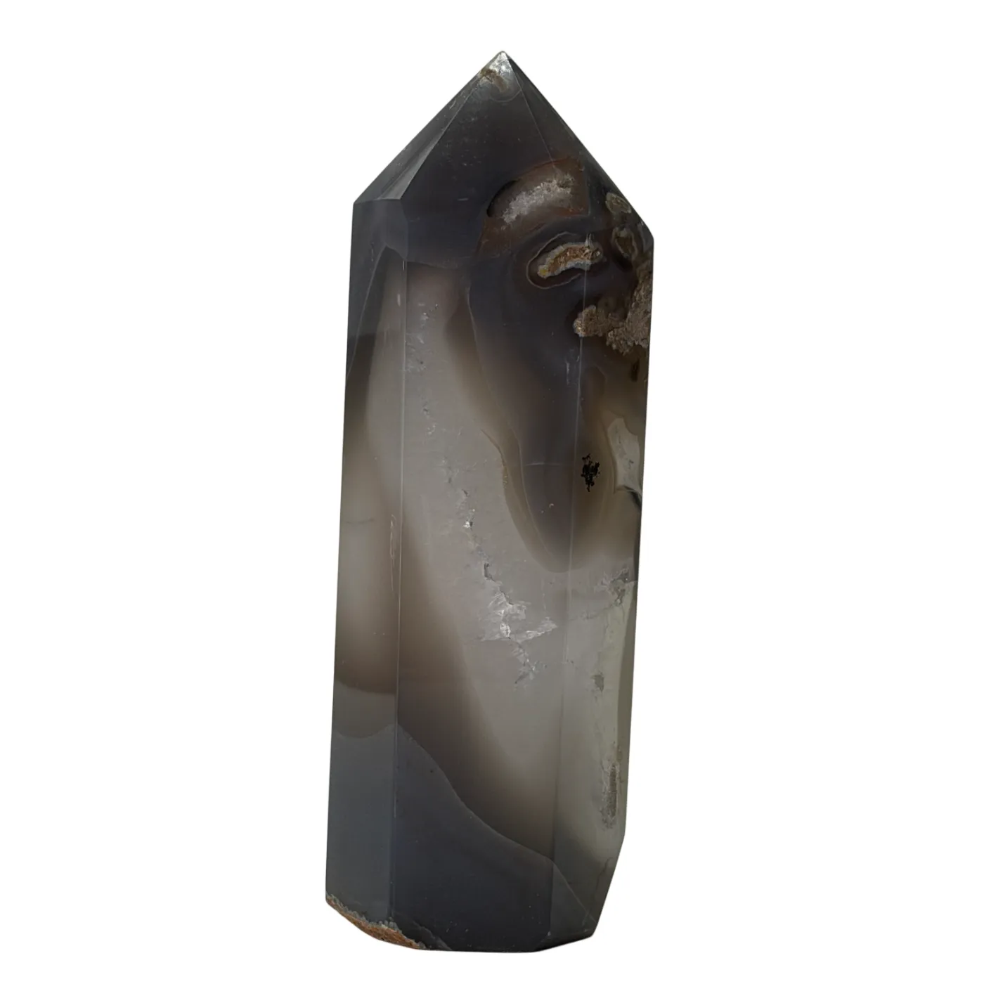Agaat toren uit Brazilië met kwarts 17 cm