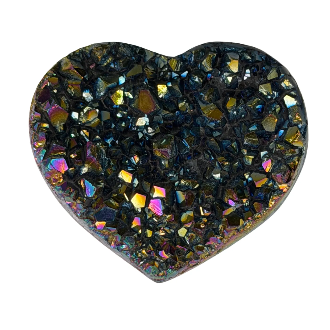 Kleine titanium rainbow hart van kwarts