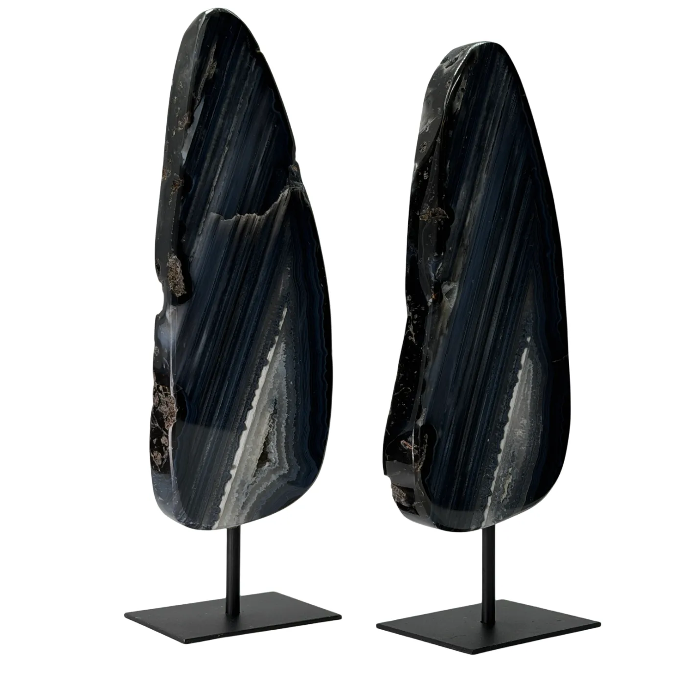 Set van twee agaatstenen op standaard