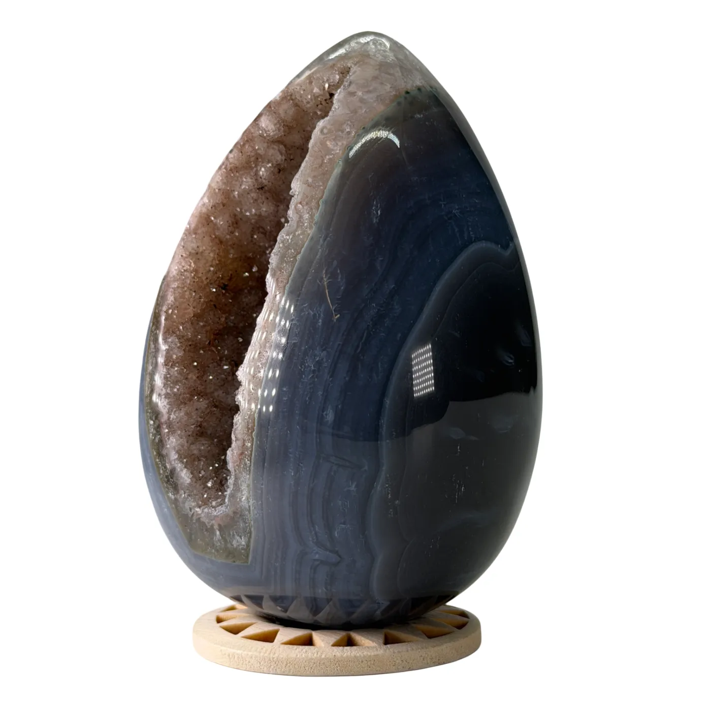 Agaat Ei met Druzy – Gepolijst