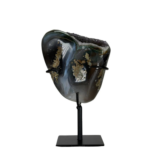 Amethist geode met agaat op standaard #9