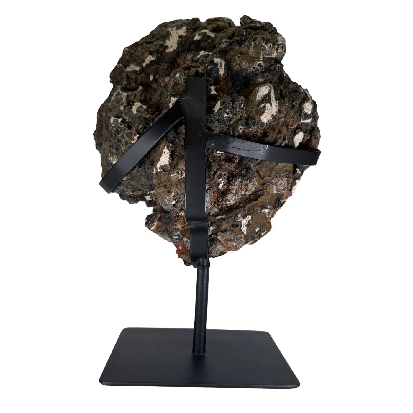 Agaat Rots met Zwarte Chalcedoon & Druzy op Standaard – 4,1 kg
