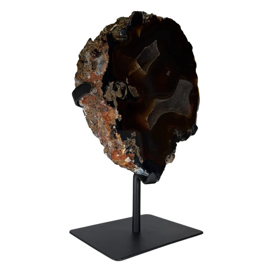 Agaat Rots met Zwarte Chalcedoon & Druzy op Standaard – 4,1 kg