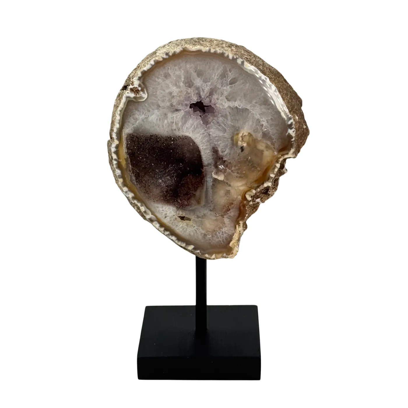 Rots agaat met druzy op standaard #14