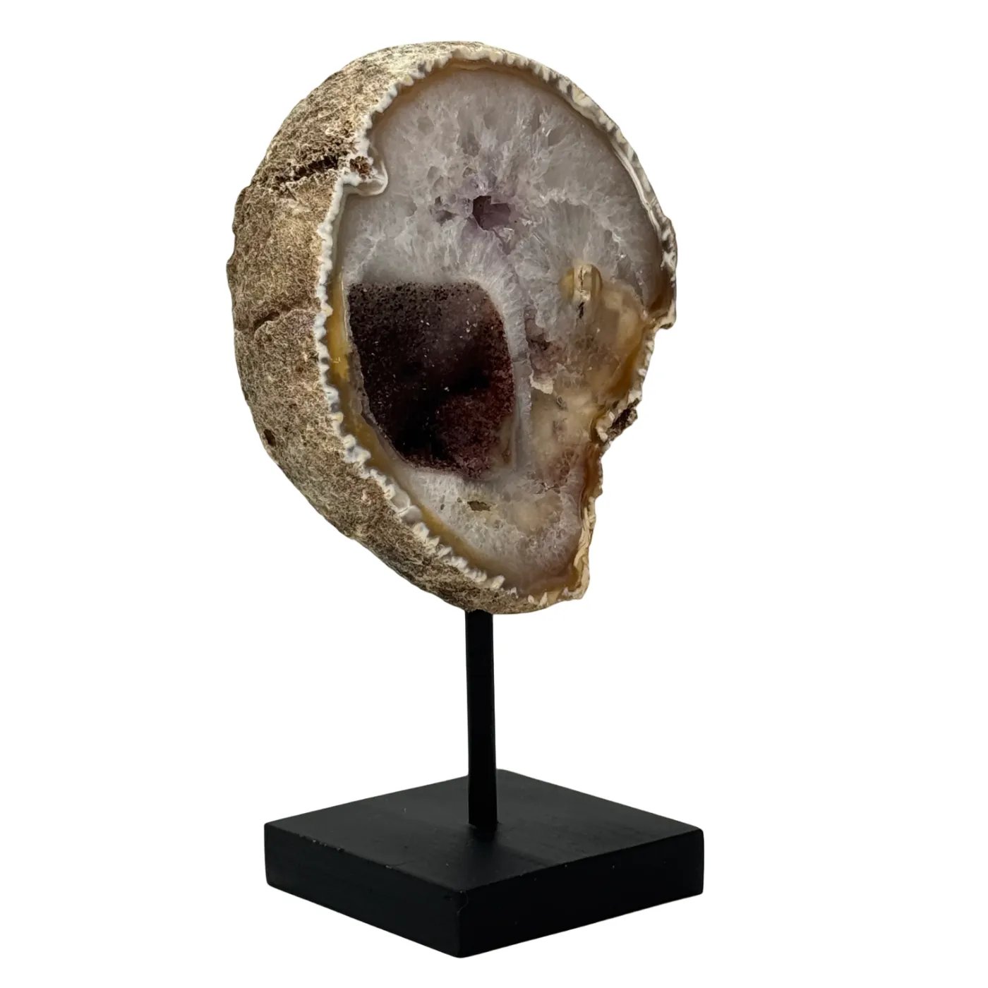 Rots agaat met druzy op standaard #14